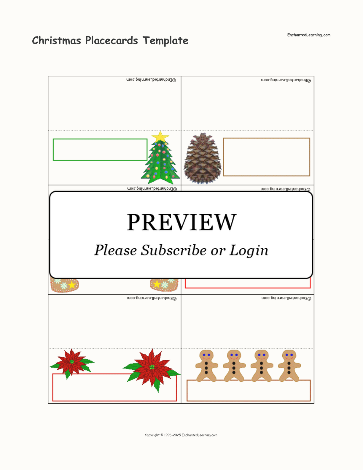 Christmas Placecards Template interactive printout page 1