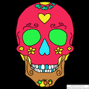 Floral-pattern sugar skull sample coloring image.