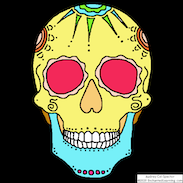 Geometric-patterns sugar skull sample coloring image.