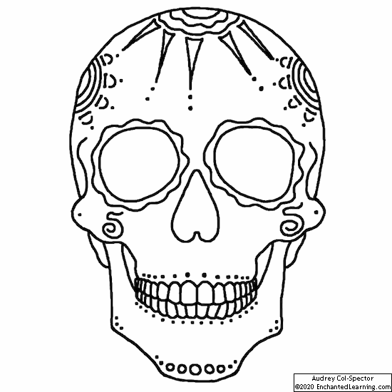 dia de los muertos skull outline