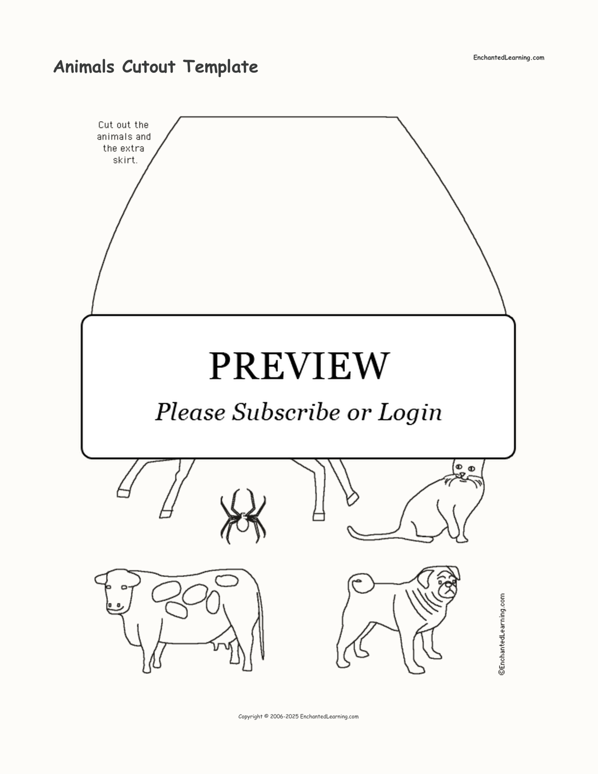 Animals Cutout Template interactive printout page 1