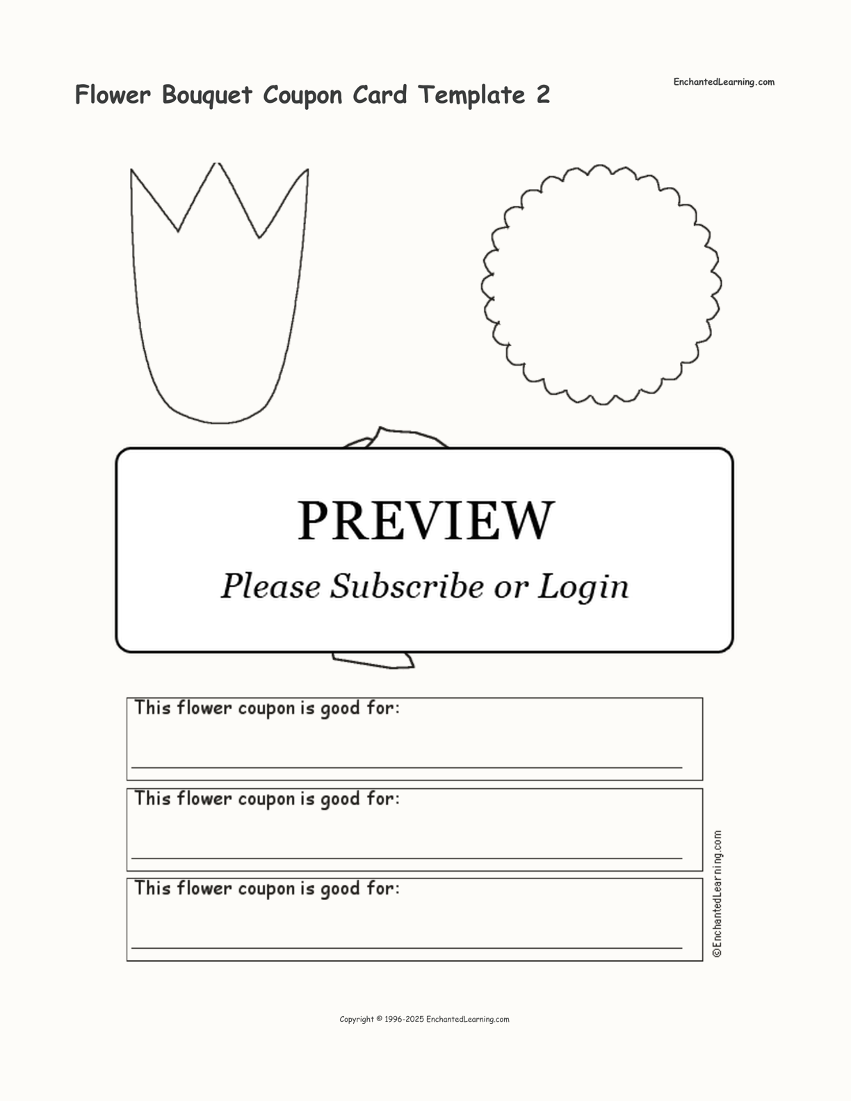 Flower Bouquet Coupon Card Template 2 interactive printout page 1