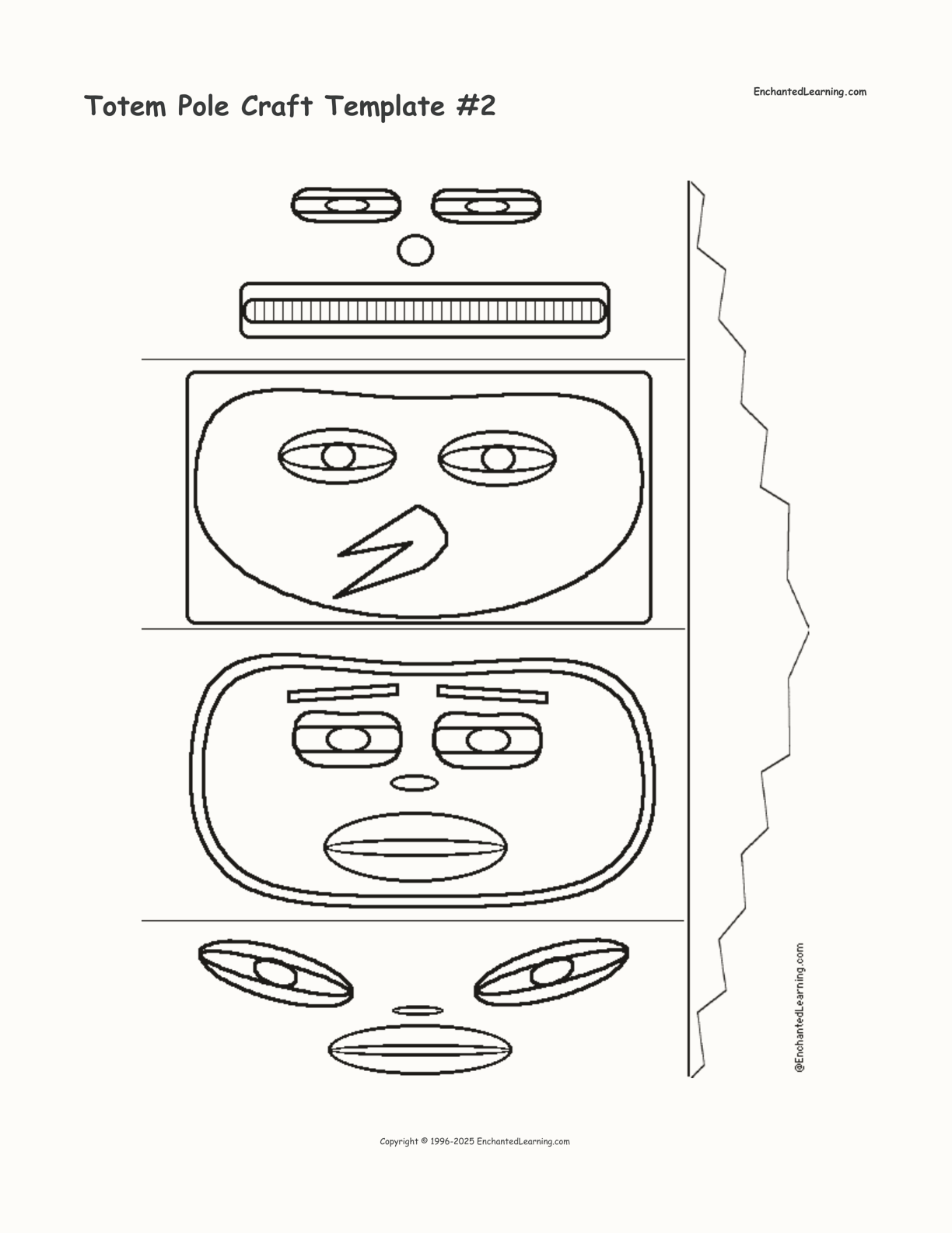 Totem Pole Craft Template #2 interactive printout page 1