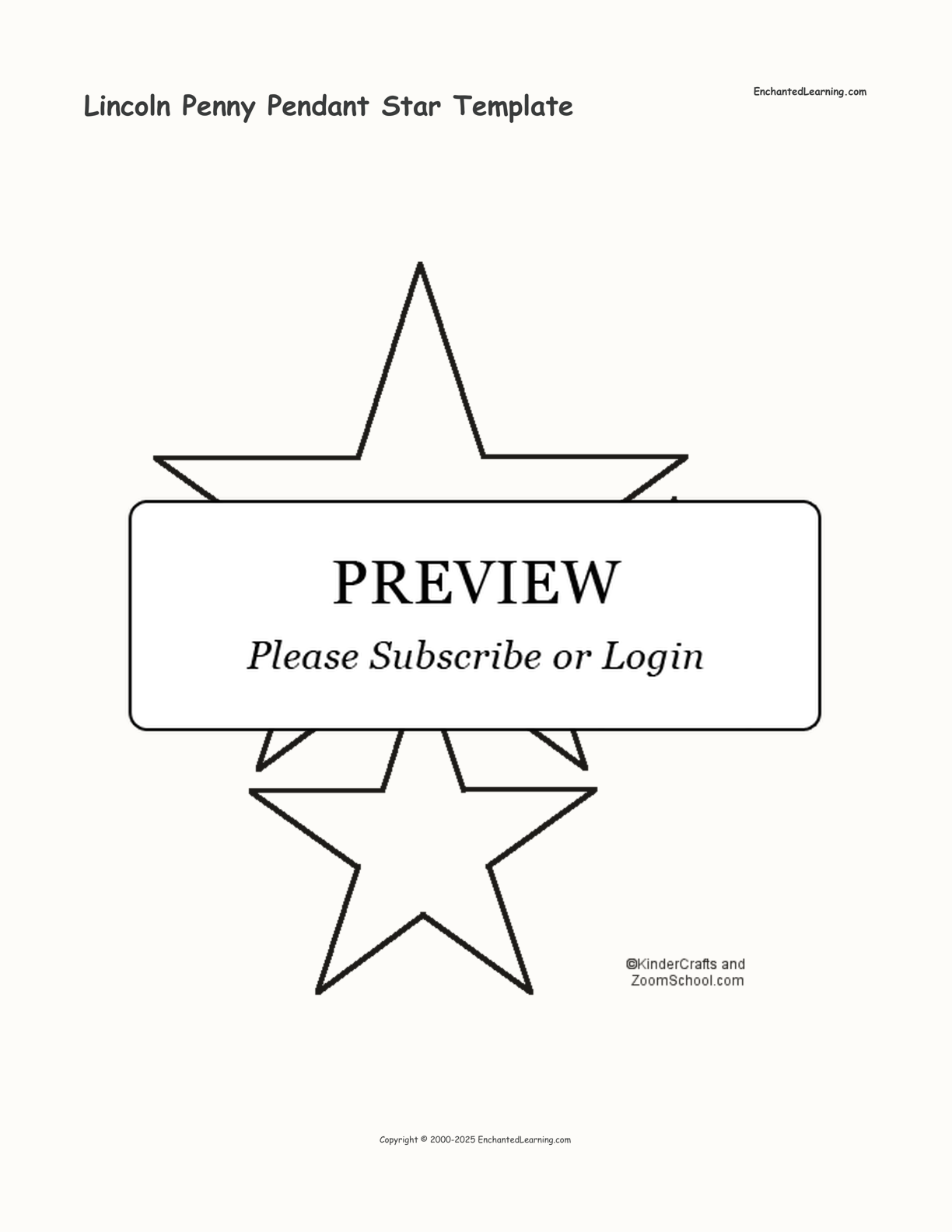 Lincoln Penny Pendant Star Template interactive printout page 1