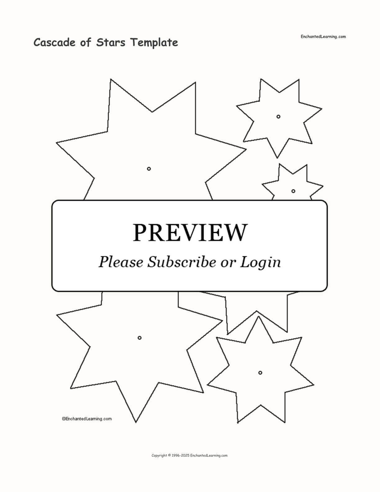 Cascade of Stars Template interactive printout page 1