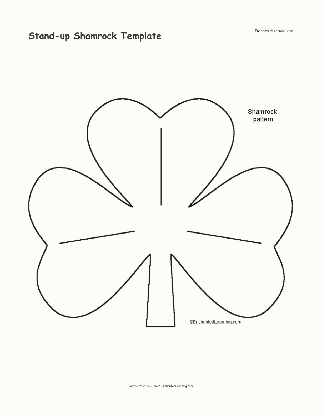 Stand-up Shamrock Template interactive printout page 1