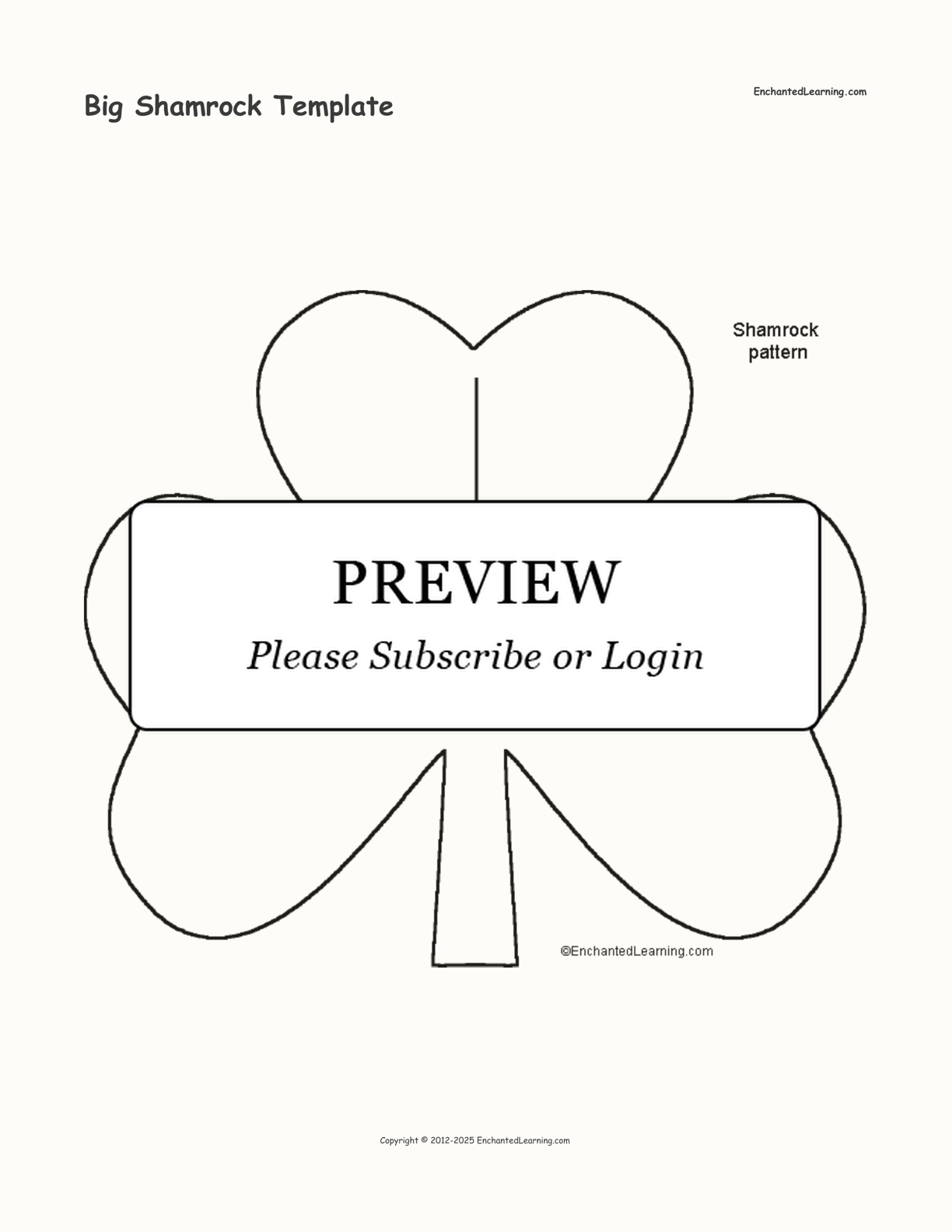 Big Shamrock Template interactive printout page 1