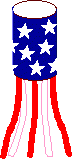 An unfinished patriotic wind sock.