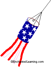 A finished patriotic wind sock.