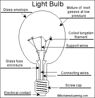 Label Light Bulb Diagram Answers - EnchantedLearning.com