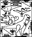 Template printout for Trex, Tricerators, Maisasaura, Pteranodon and plants.