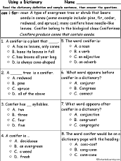 Search result: 'Conifer Definition - Multiple choice comprehension quiz'