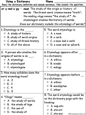 Search result: 'Etymology Definition - Multiple choice comprehension quiz'