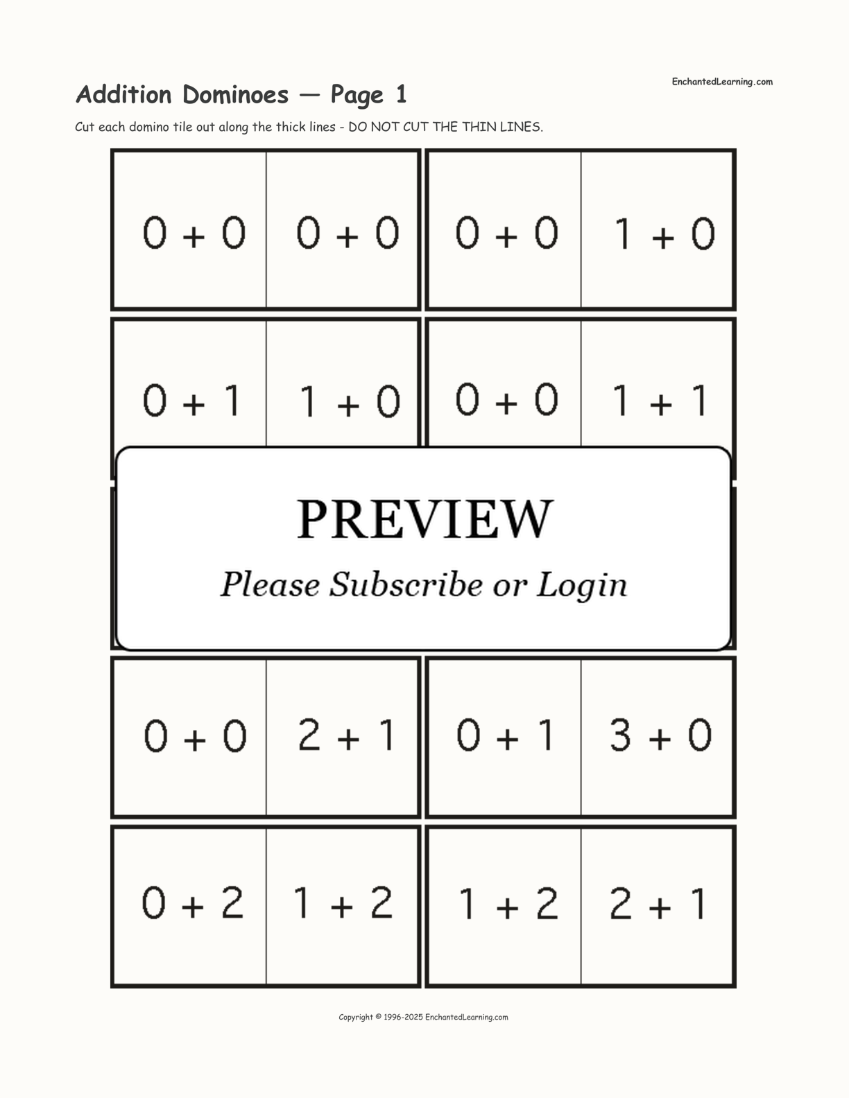 Addition Dominoes — Page 1 interactive worksheet page 1