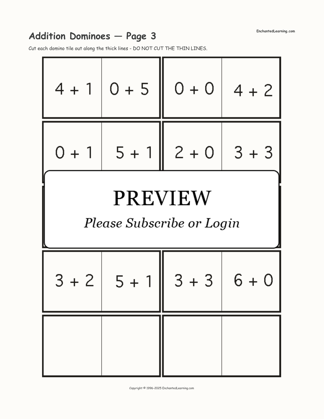 Addition Dominoes — Page 3 interactive worksheet page 1