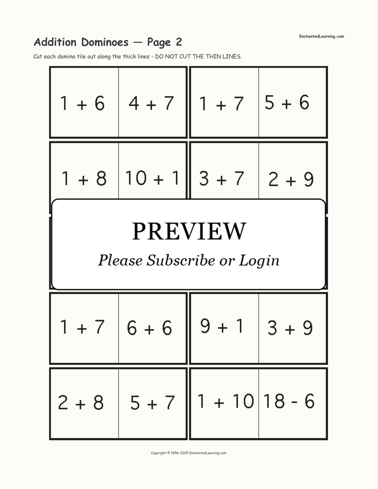 Addition Dominoes — Page 2 interactive worksheet page 1