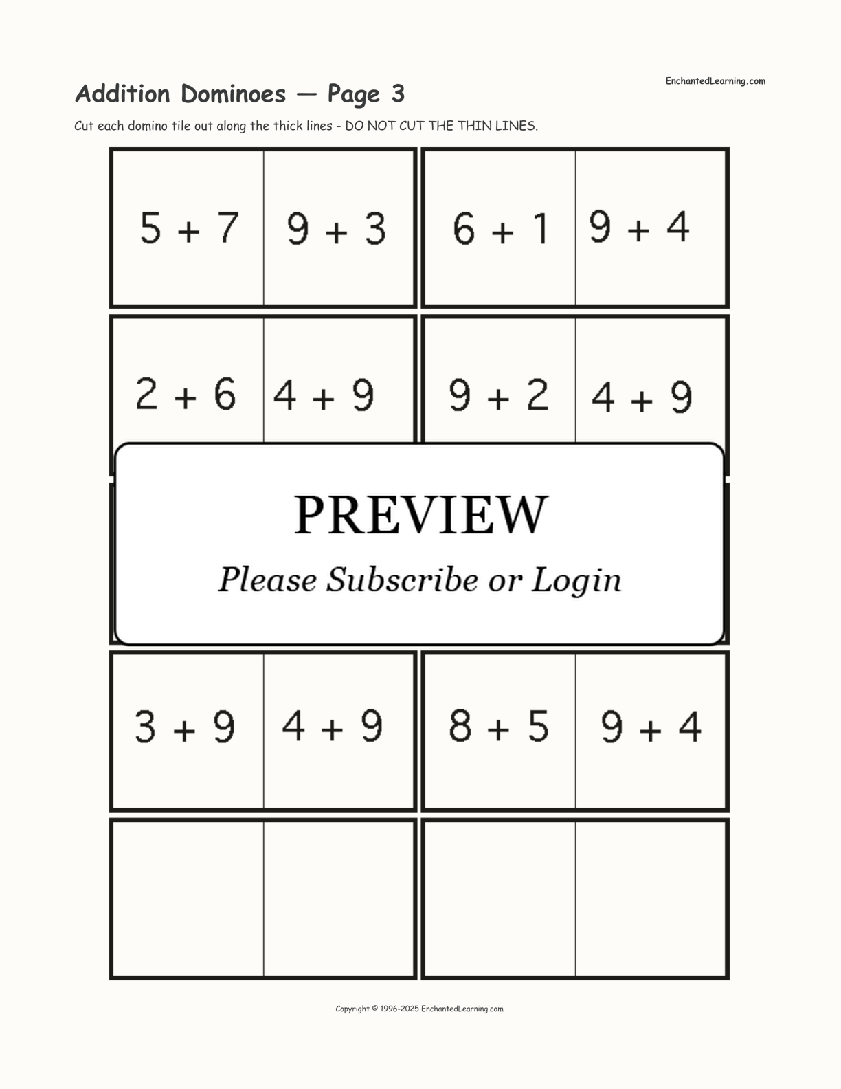 Addition Dominoes — Page 3 interactive worksheet page 1