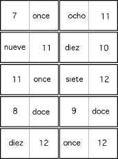 Search result: 'Spanish Number Dominoes 7 to 13, A Printable Game: Cards #2'