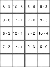 Subtraction Dominoes, A Printable Game - EnchantedLearning.com