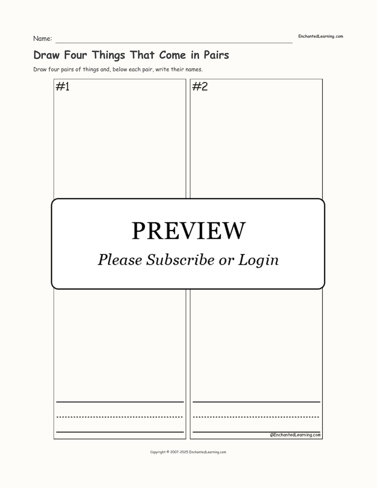 Draw Four Things That Come in Pairs interactive worksheet page 1