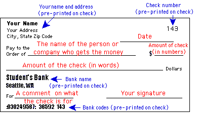 example of writing your address on a check