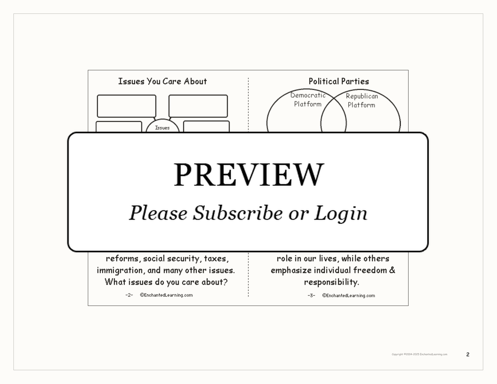 'Electing the US President' Book interactive printout page 2