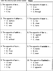 Search result: 'Opposites of Prepositions Quiz'