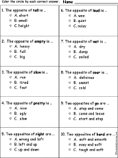 Synonyms Worksheets Multiple Choice Worksheet 1 (Grade 5-6)