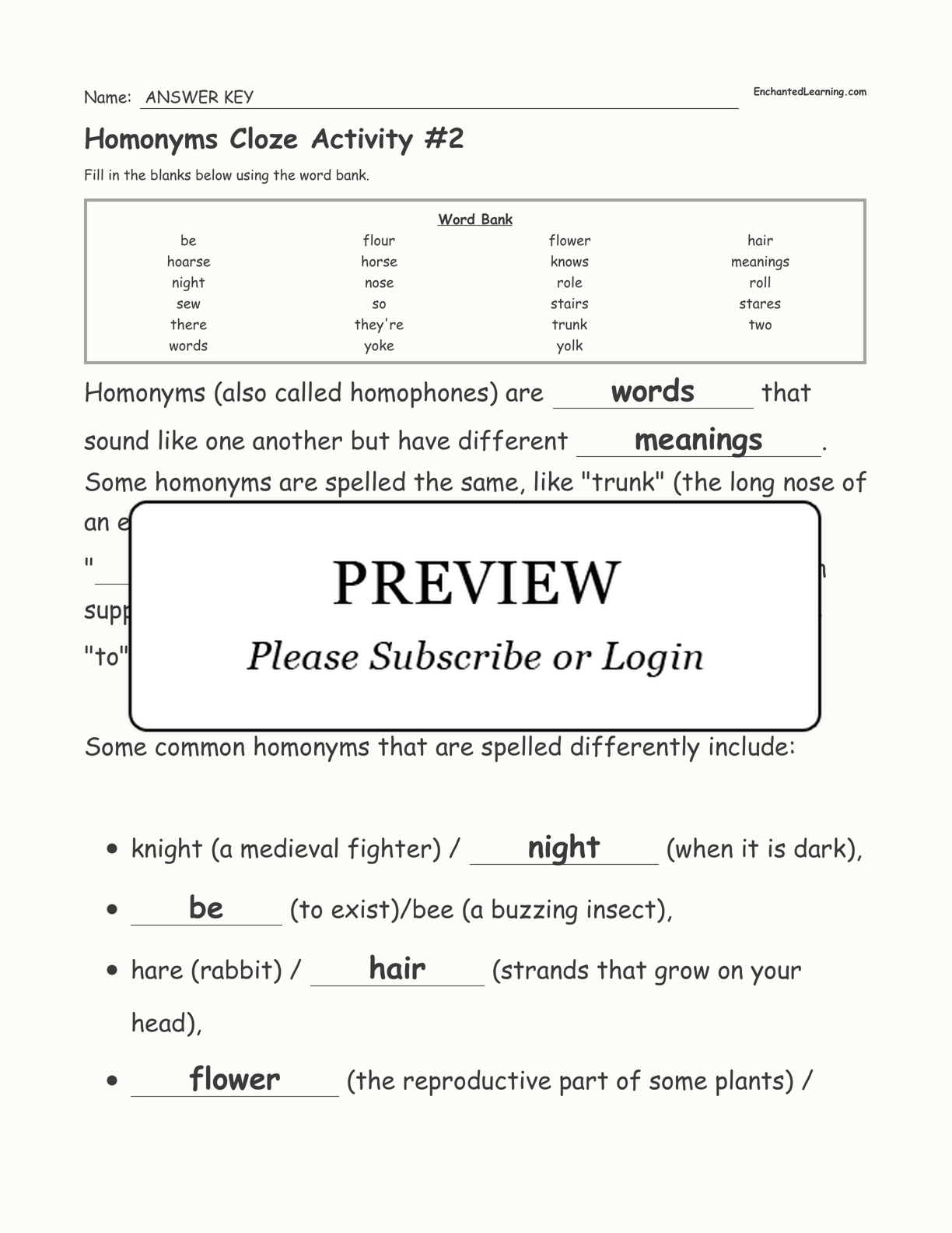 Homonyms Cloze Activity #2 interactive worksheet page 3