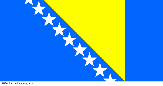 blue flag with yellow triangle and white stars