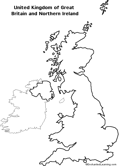 Outline Map Research Activity #3 - United Kingdom - EnchantedLearning.com