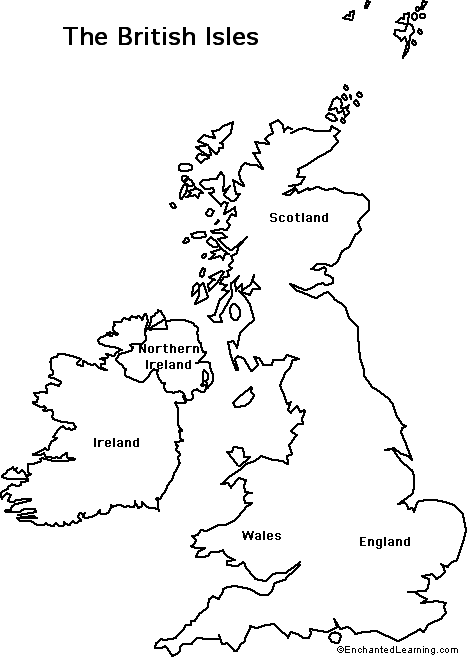 Outline Map British Isles Enchantedlearning Com