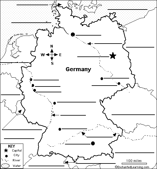 german map with rivers