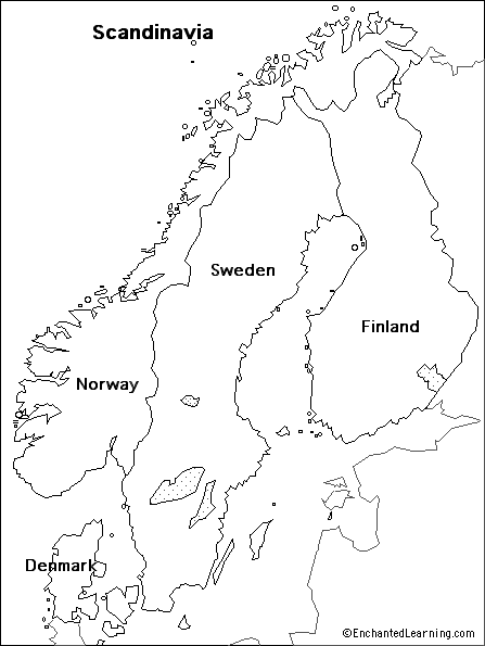 Blank Map Of Scandinavia Outline Map: Scandinavia   EnchantedLearning.com