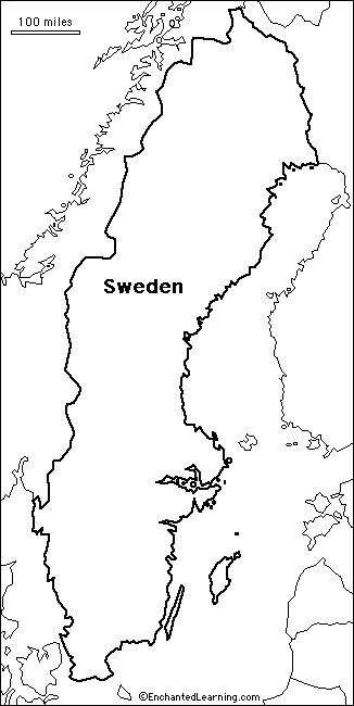 Outline Map Research Activity #2 - Sweden - EnchantedLearning.com