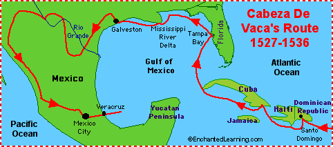 Map of Cabeza de Vaca's Route