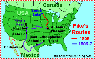 Zebulon Pike Expedition Map Zebulon Montgomery Pike - Biography - Enchanted Learning