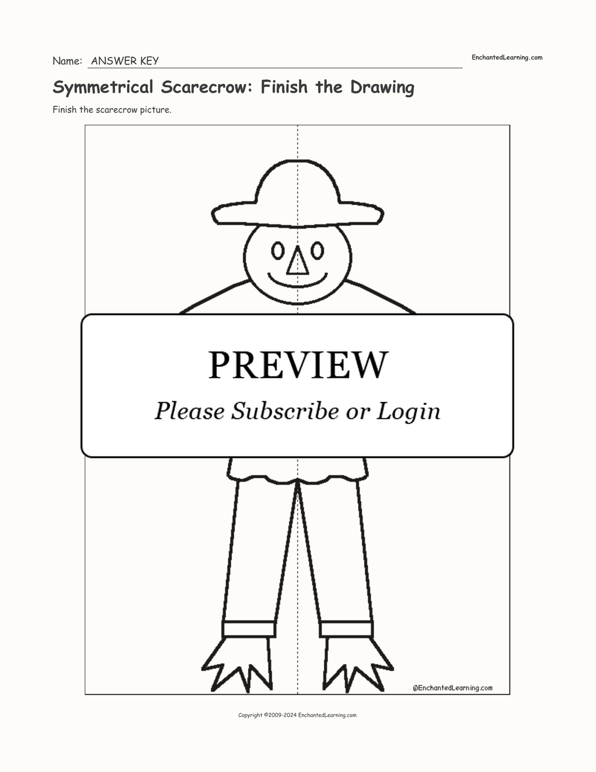 Symmetrical Scarecrow: Finish the Drawing interactive worksheet page 2