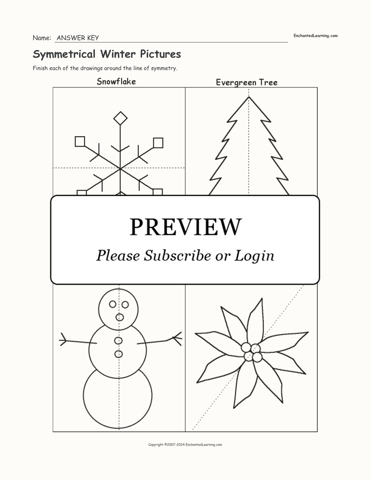 Symmetrical Winter Pictures interactive worksheet page 2