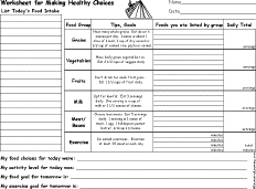 Search result: 'Worksheet for Making Healthy Choices Printout'