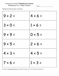 multiplication worksheets enchantedlearning com