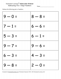 Generate Subtraction Worksheets: One Digit + One Digit
