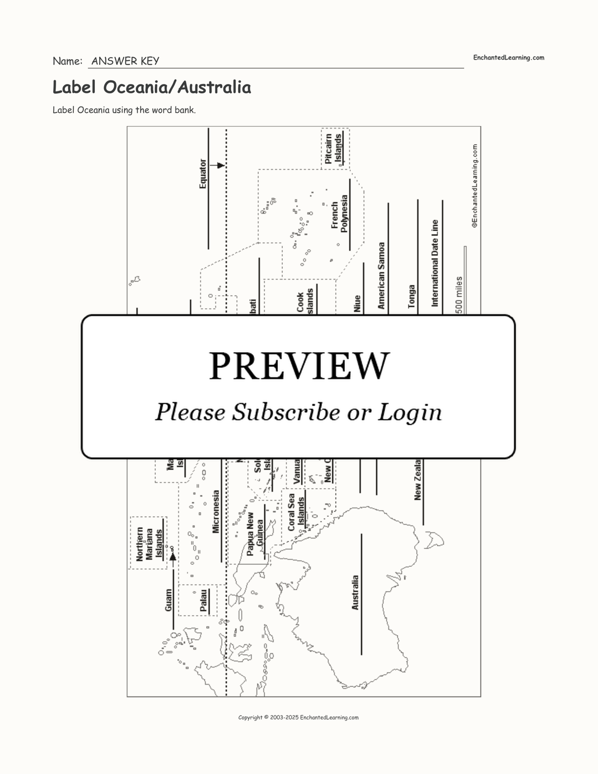 Label Oceania/Australia interactive worksheet page 2