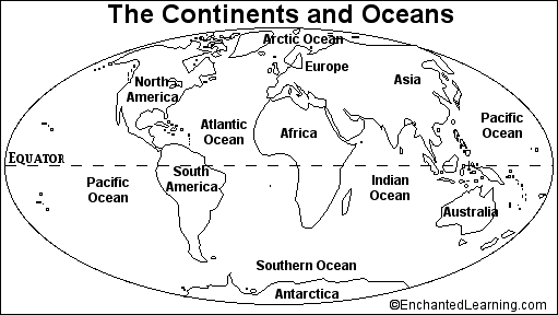 world map continents and oceans quiz