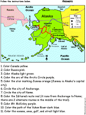 map of alaska for kids Alaska Facts Map And State Symbols Enchantedlearning Com map of alaska for kids