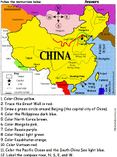 simple map of china for kids China Enchantedlearning Com simple map of china for kids