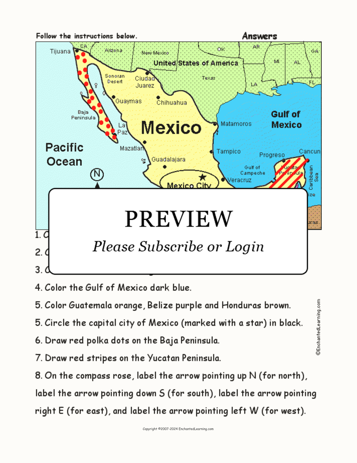 Mexico - Follow the Instructions interactive worksheet page 2