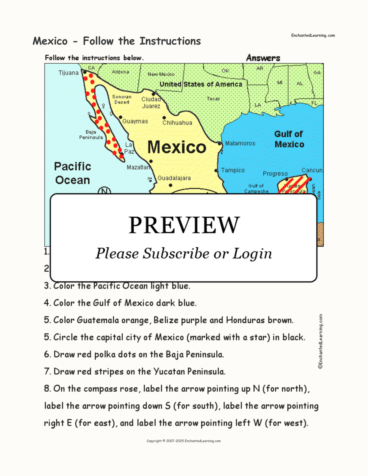 Mexico - Follow the Instructions interactive worksheet page 2