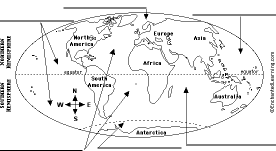 oceans map to label