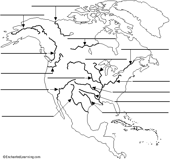 Label rivers of N. America